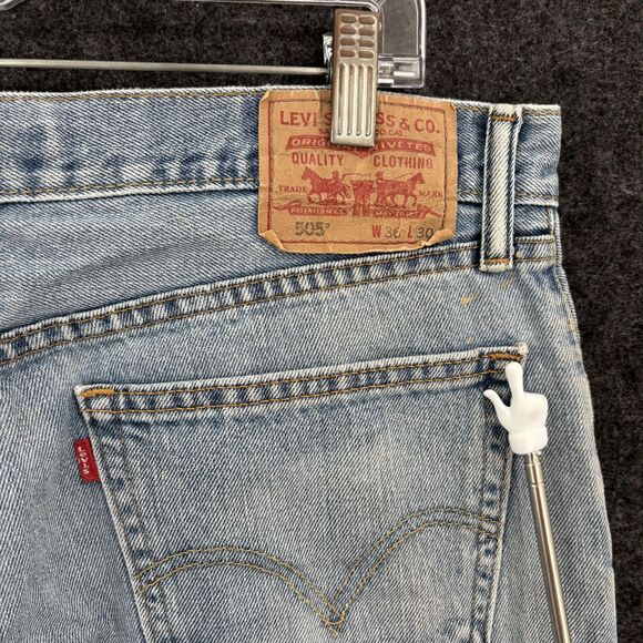 Levi's 505 Jeans Men's 36x30 Light Wash Blue Straight Fit Denim 5 Pocket - Picture 5 of 11